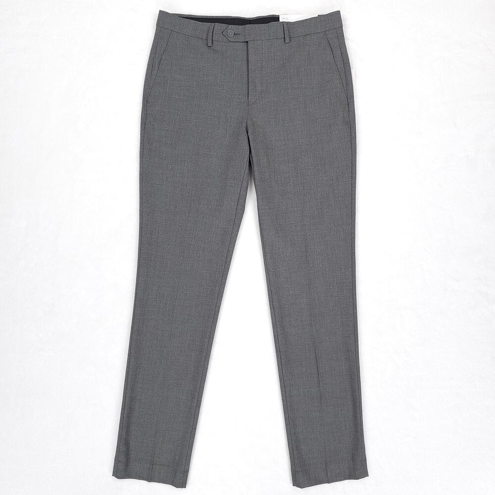 Calvin Klein Mens Skinny Fit Dress Pants 34x32 Grey Solid Infinite Stretch NWT